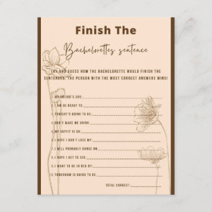 Tarjeta De Recepción Termina el juego de Fiesta de sentencia de soltera