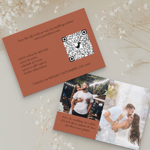 Tarjeta De Recepción Terracota 2 Foto en línea RSVP QR Boda de código
