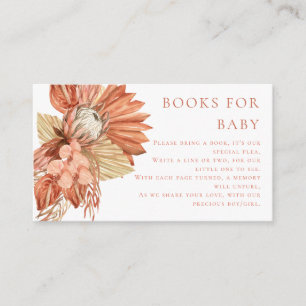 Tarjeta De Recepción terracota Boho acuarela floral Libros para bebé