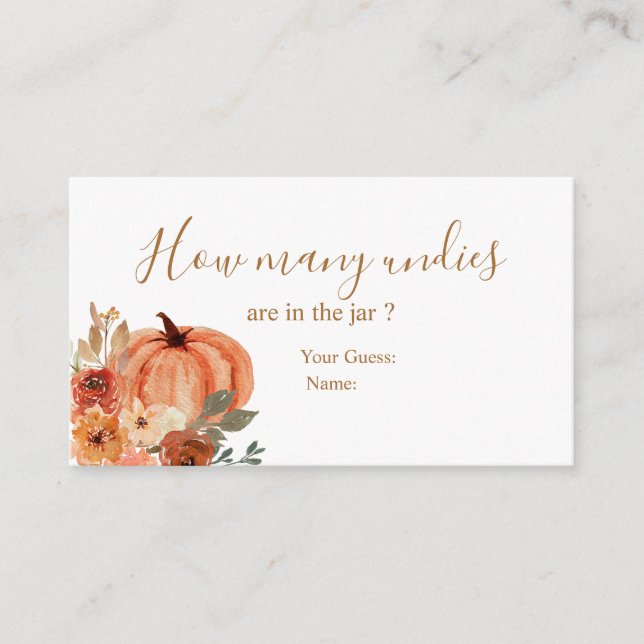 Tarjeta De Recepción Terracota Calabaza Ducha De Novias Cuántos Unds (Anverso)