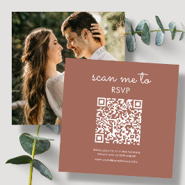 Tarjeta De Recepción Terracota | Código QR RSVP de boda