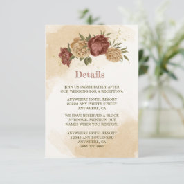 Tarjeta De Recepción terracota color tierra boda de vegetación floral