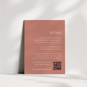 Tarjeta De Recepción Terracota   Detalles del Boda todo en uno