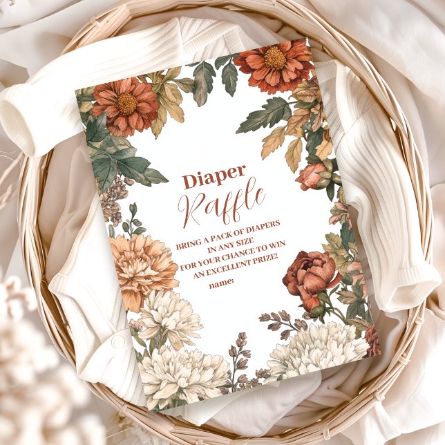Tarjeta De Recepción Terracota Floral Baby en Bloom Diapper Raffle (Subido por el creador)