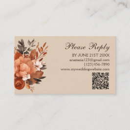 Tarjeta De Recepción Terracota ligera y Boda Naranja quemado