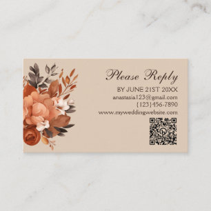 Tarjeta De Recepción Terracota ligera y Boda Naranja quemado