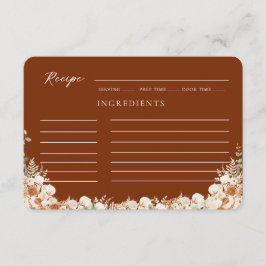 Tarjeta De Recepción Terracota Lirios de Calla Otoñales Florales Receta