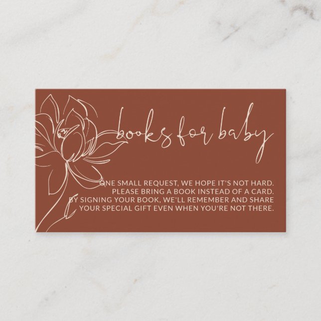 Tarjeta De Recepción Terracota Los libros modernos piden una simple duc (Anverso)