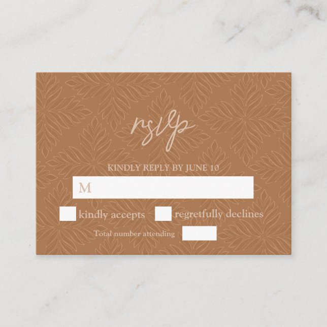 Tarjeta De Recepción Terracota Minimalista moderna (Anverso)