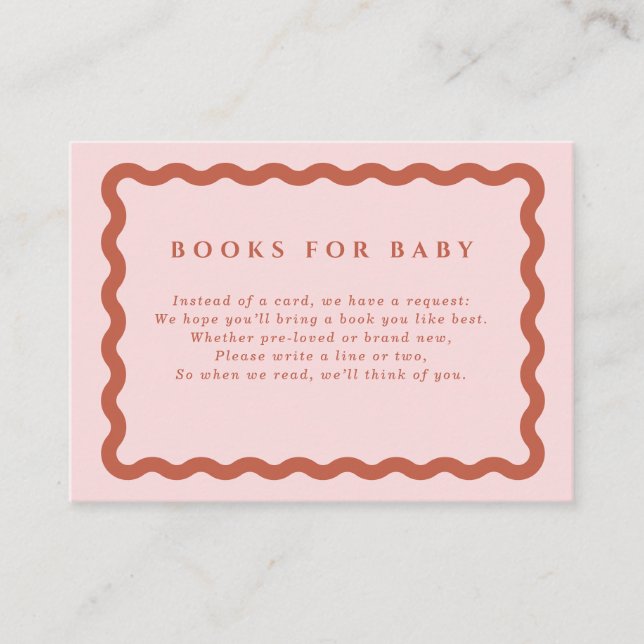 Tarjeta De Recepción Terracota retro y marcos ondulados rosados para be (Anverso)