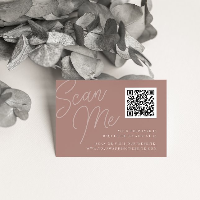 Tarjeta De Recepción Terracota | Script Watermark QR Code RSVP (Subido por el creador)