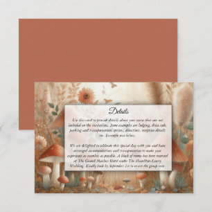 Tarjeta De Recepción Terracota Seta Mágica del Bosque Boda