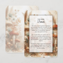 Tarjeta De Recepción Terracota Seta Mágica del Bosque Boda