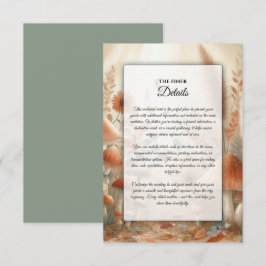 Tarjeta De Recepción Terracota Seta Mágica del Bosque Boda