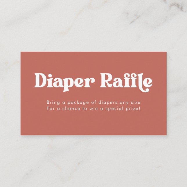 Tarjeta De Recepción Terracota y retro blanco tipo Diaper Raffle (Anverso)