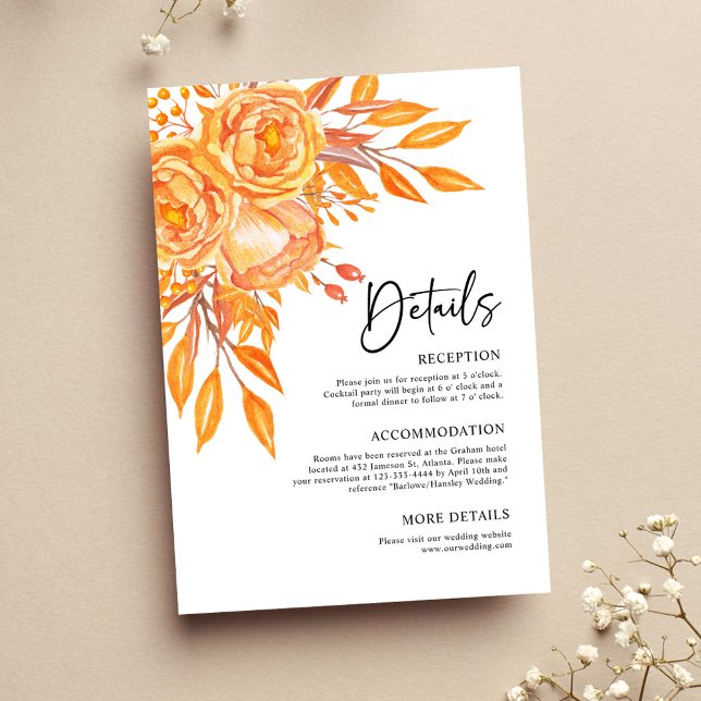 Tarjeta De Recepción Terracotta Boda Rústico Floral Moderno (Terracotta Modern Floral Rustic Wedding Enclosure Card)