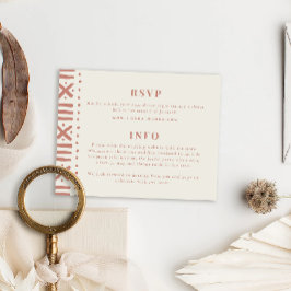 Tarjeta De Recepción Terracotta Boho Mudcloth Boda fronterizo