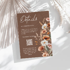 Tarjeta De Recepción Terracotta Boho Wildflower Wedding Details Card