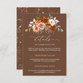 Tarjeta De Recepción Terracotta Burnt Orange Floral Wedding