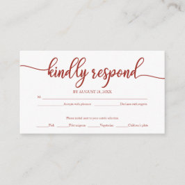 Tarjeta De Recepción Terracotta Calligraphy Wedding RSVP