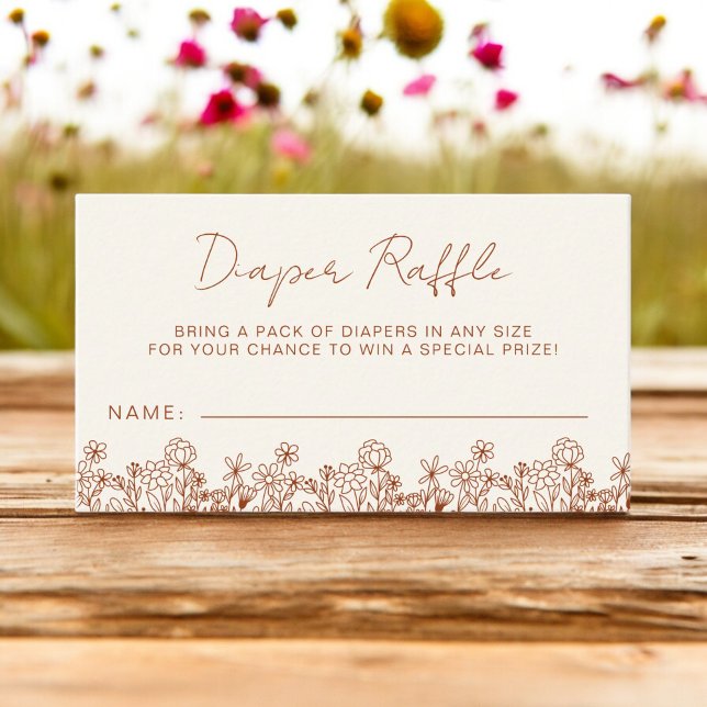 Tarjeta De Recepción Terracotta Diaper Raffle Wildflower Baby Shower (Subido por el creador)