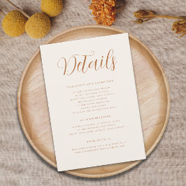 Tarjeta De Recepción Terracotta Elegant Script Moderno detalles Bodas