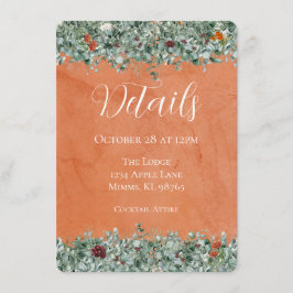 Tarjeta De Recepción Terracotta Eucalyptus Burgundy Orange Floral