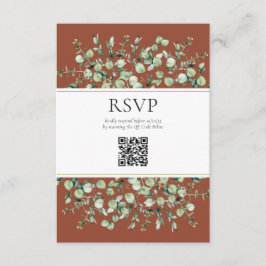 Tarjeta De Recepción Terracotta Eucalyptus Código QR Boda RSVP