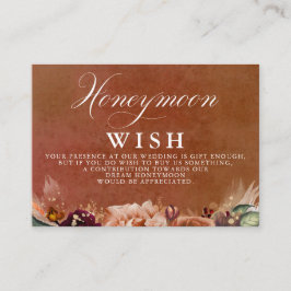 Tarjeta De Recepción Terracotta Floral Boho Boda Honeymoon Wish