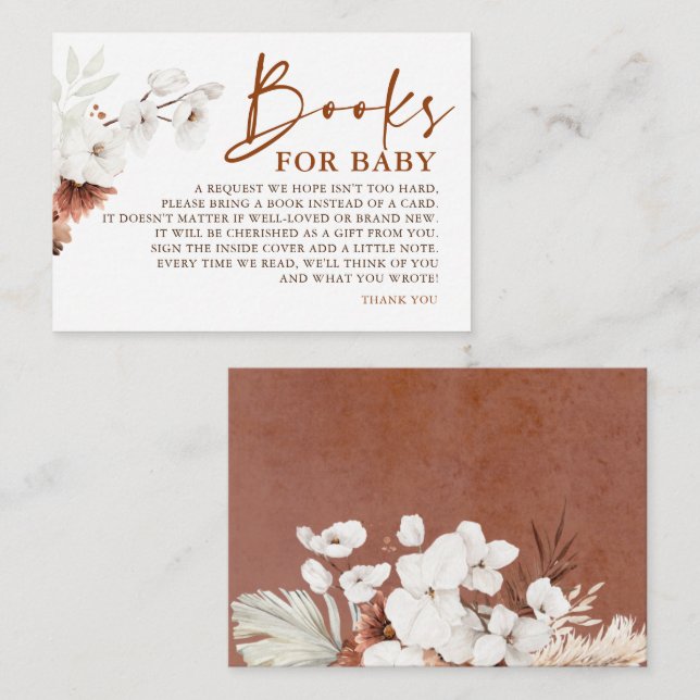 Tarjeta De Recepción Terracotta Floral Book For Baby Baby Shower (Anverso / Reverso)