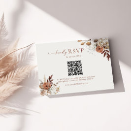 Tarjeta De Recepción Terracotta Floral Código QR Boda RSVP