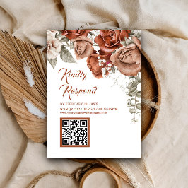Tarjeta De Recepción Terracotta Floral Código QR Página web del Boda RS