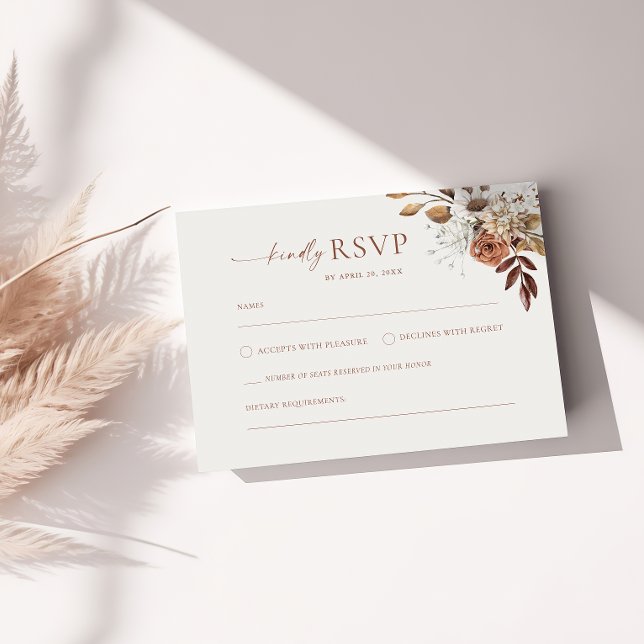 Tarjeta De Recepción Terracotta Floral RSVP Boda (Subido por el creador)