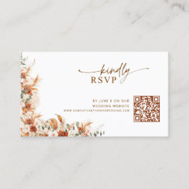 Tarjeta De Recepción Terracotta Floral Wedding QR code RSVP 