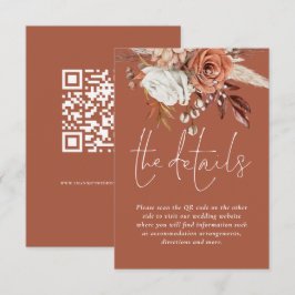 Tarjeta De Recepción Terracotta Florals Código QR Detalles del Boda de 