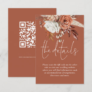 Tarjeta De Recepción Terracotta Florals Código QR Detalles del Boda de