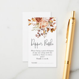 Tarjeta De Recepción Terracotta Florals Diaper Raffle Baby Shower