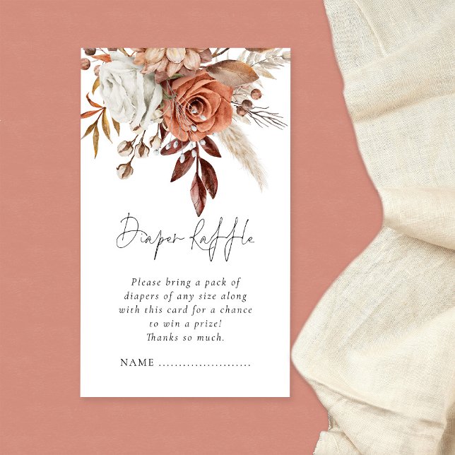 Tarjeta De Recepción Terracotta Florals Diaper Raffle Baby Shower (Subido por el creador)