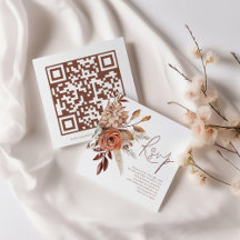 Terracotta Florals QR Código Script Wedding RSVP