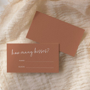Tarjeta De Recepción Terracotta Guión Minimalista ¿Cuántos Besos? Juego