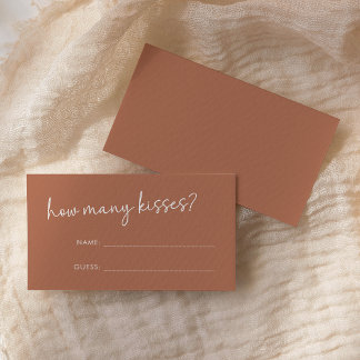Tarjeta De Recepción Terracotta Guión Minimalista ¿Cuántos Besos? Juego