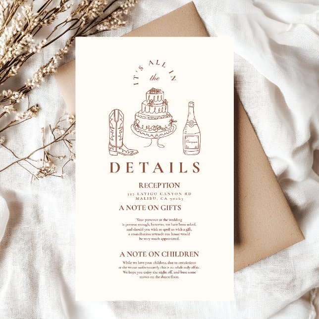 Tarjeta De Recepción Terracotta Hand Drawn Funky Western Doodle Boda (Subido por el creador)