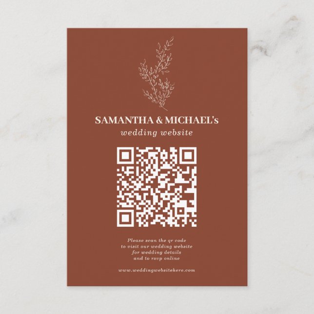 Tarjeta De Recepción Terracotta Ivy Floral Qr Boda sitio web (Anverso)