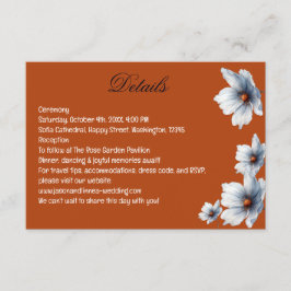 Tarjeta De Recepción Terracotta Moda Floral Azul Anemone Boda de otoño