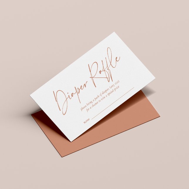 Tarjeta De Recepción Terracotta Moderno Boho Diaper manuscrito Raffle (Subido por el creador)