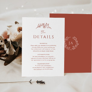 Tarjeta De Recepción Terracotta Monograma Boda