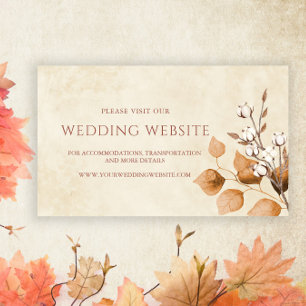 Tarjeta De Recepción Terracotta otoño deja sitio web de Boho Fall Weddi