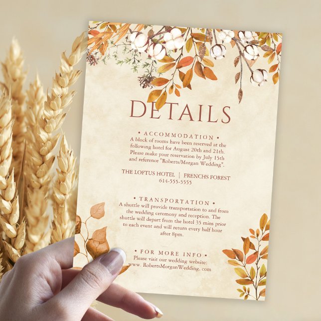 Tarjeta De Recepción Terracotta Otoño Sale Detalles de Boho Fall Weddin (Subido por el creador)