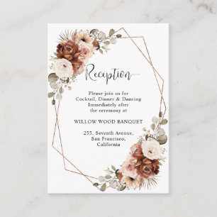 Tarjeta De Recepción Terracotta Pampas Grass Rustic Geométrico Boda