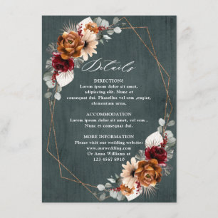 Tarjeta De Recepción Terracotta Sage Burgundy Boda Geométrico Floral